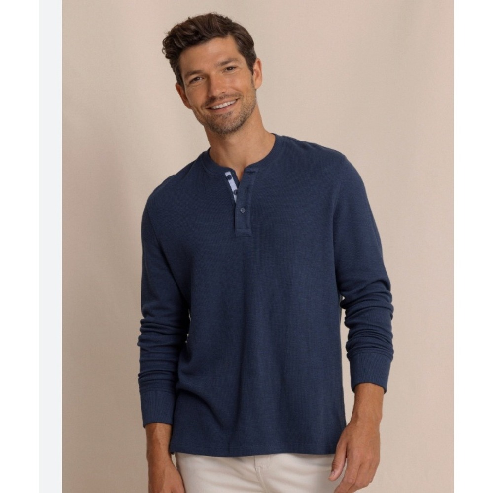 Southern Tide Knit Henley Pullover Coastal Preppy Nautical Old Money Luxury Fall